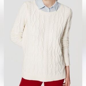 LOFT Cream Cable Knit Sweater